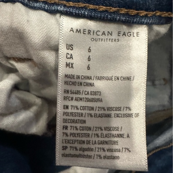 American Eagle Denim Jean Shorts Women's Next Level Stretch Hi Rise Shorty Sz 6 - Picture 6 of 14